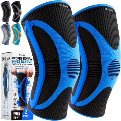 DR. BRACE® ELITE Knee Braces for Knee Pain, Compression Knee Sleeve with Side Stabilizers - 2 Pack