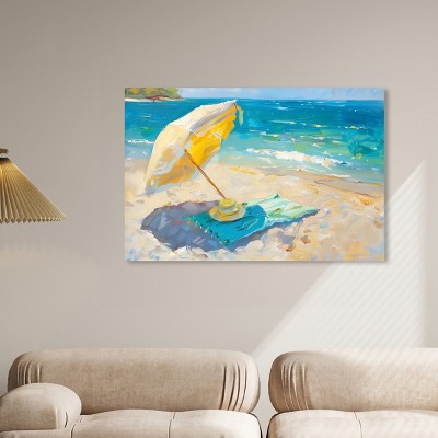 Morning Beach View Colorful Coastal Canvas Wall Art, 45" x 30"
