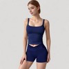 Anna-Kaci Active Women's High Waist Seamless Ribbed Biker Shorts with Crossover Waistband and Compression Fit - 4 of 4