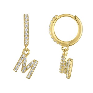 Junior Jewels 14K Gold Over Sterling Silver Cubic Zirconia Initials Drop Earrings - 1 of 2