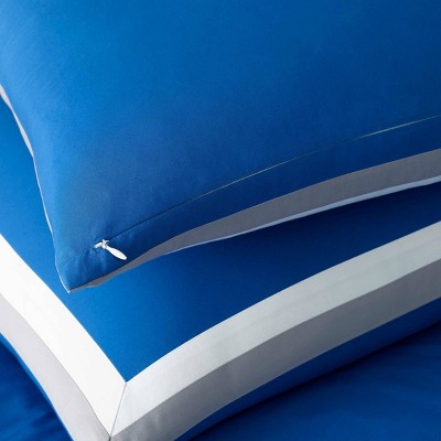 Blue Cotton Down Alternative Reversible Comforter Set, Full