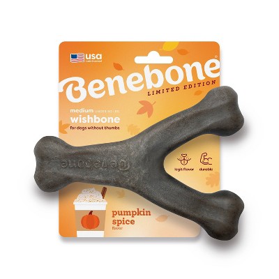 Benebone Wishbone Pumpkin Spice Dog Bone Chew Toy - M