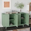Modern Sideboard Decorative Storage Cabinet, CENGHU Wooden Conle Table Coffee Bar Cabinet with 4-Door Intaglio for Living Room, Kitchen, Bedroom - 3 of 4