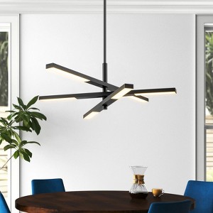 Rennnsan Elluin 34"W Tiered Sputnik Industrial LED Dimmable Chandelier in Black - 1 of 4