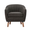 Mid-Century Modern Accent Chair 1pc Charcoal Hued Chenille Fabric Upholstered Channel Stitched Back Brown Legs Solid Wood Furniture - 2 of 4