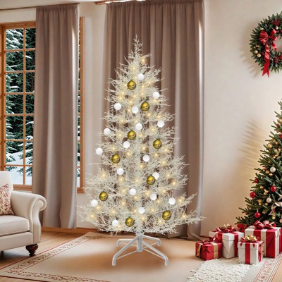 6ft Prelit White Artificial Christmas Tree with 300 Switchable Fairy Lights
