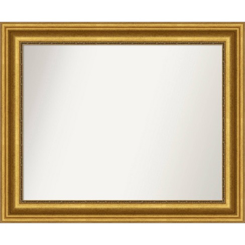 34" x 28" Non-Beveled Parlor Bathroom Wall Mirror Gold - Amanti Art - image 1 of 4