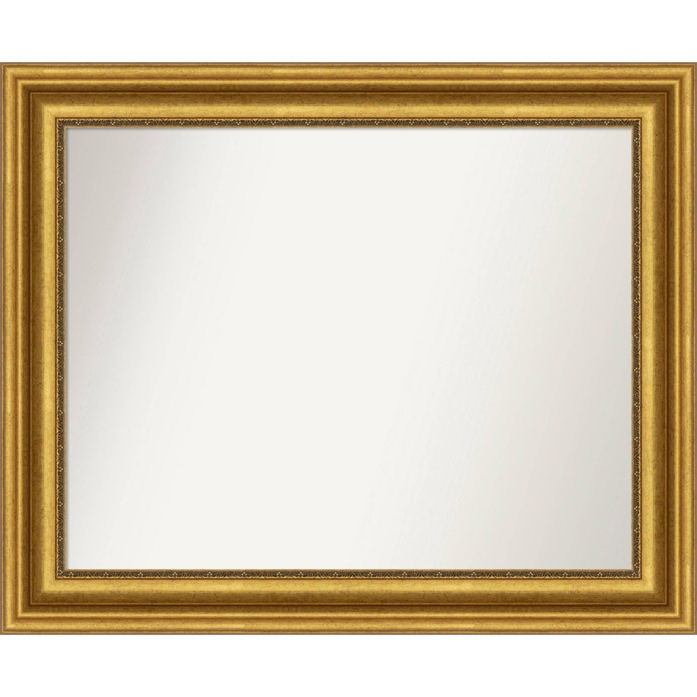 34" x 28" Non-Beveled Parlor Bathroom Wall Mirror Gold - Amanti Art