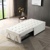 78.3" Linen Fabric Multipurpose Ottoman Lazy Sofa Pull-Out Sofa Bed with Removable Backrest - 2 of 4