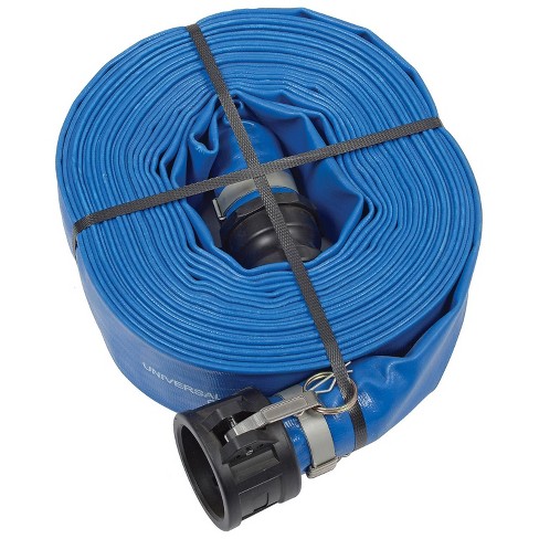 Apache 98138015 1-1/2" x 50' Blue PVC Lay-Flat Discharge Hose with Aluminum Pin