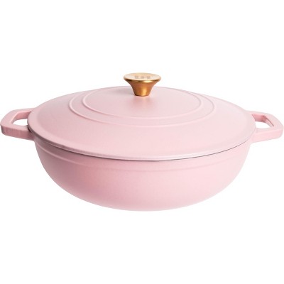 Matte Pink Enameled Cast Iron 5 Qt. Round Braiser with Lid