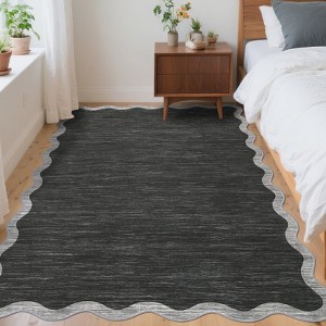 Modern Washable Rug Scalloped Rug with Non Slip Backing - 1 of 4
