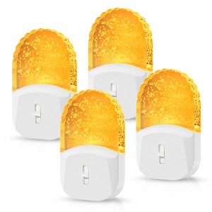 DORESshop 0.5-Watt Integrated LED Plug-In Acrylic Night Light, Amber 2000K, Dimmable, Light Sensor, White Housing, 4-Pack - 1 of 4