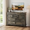47 Inch Farmhouse Dresser for Bedroom with 9 Drawers, Rustic Wood Chest with Vintage Metal Handles, Large Storage Organizer for Living Room, Entrance - 2 of 4