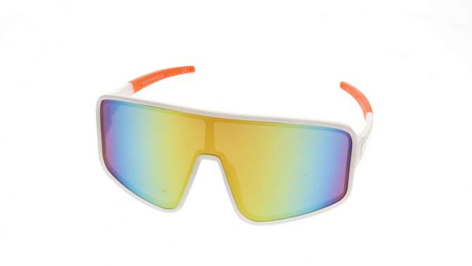 Men&#39;s Wide Shield Sunglasses with Mirrored Lenses - All In Motion&#8482; White, 2 of 4, play video