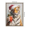 Kate & Laurel All Things Decor Sylvie Framed Canvas Tiger Festive Cocktail Santa Hat by the Creative Bunch Studio - 2 of 4