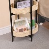 KWPZQEB Round Side Table with 3 Tiers Storage Tray, Paper Rope Woven Side Table with Metal Legs, Vintage Nightstand for Bedroom, Small Spaces - 4 of 4
