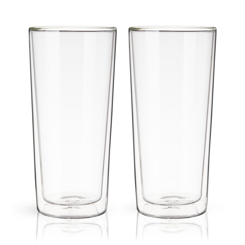True Double Walled Beer Glasses - Insulated Pint Glasses - Double Wall Glasses - Beer Mugs Clear 16oz Set of 2, 4 of 6