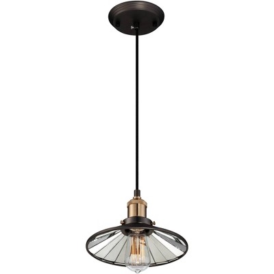 Emile 12" Bronze and Brass Mini Pendant with LED Edison Bulb