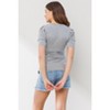 Hello Miz Women's Ribbed Puff Sleeve Side Ruched Maternity Top - 3 of 4
