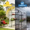 Walk-in Greenhouse with 12 Shelves, Heavy Duty Steel Frame & Thick PE Cover, 56" x 56" x 77" Portable Outdoor Plant House for Balcony & Patio - 3 of 4