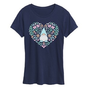 Women's - Instant Message - Scandinavian Gnome Heart Short Sleeve Graphic T-Shirt - 1 of 4
