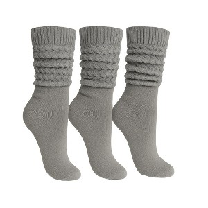 Women’s Slouch Socks Cotton Slouchy Knee-High Boot Socks 3 Pairs Scrunch Breathable Extra Long All-Season Comfort - 1 of 4