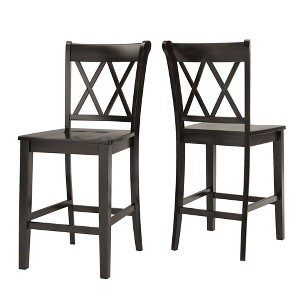 Set of 2 Fornn Wood Counter Chair X - Style Back Black - Inspire Q
