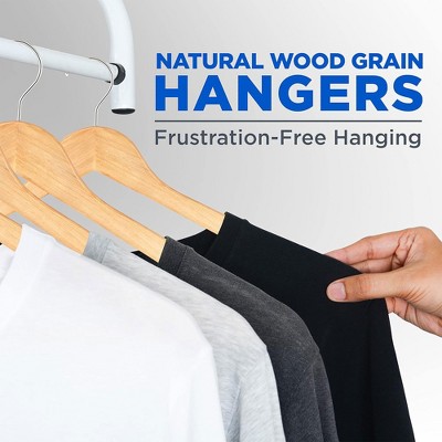 Natural Wood Heavy Duty Suit Hangers with Chrome Hooks, 80 Pieces