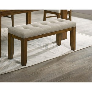 Vynxaria 47.6"W Contemporary Tufted Bench Soft Neutral Fabric Upholstery, Brown Finish, 1pc Only (Simple Assembly) - 1 of 4