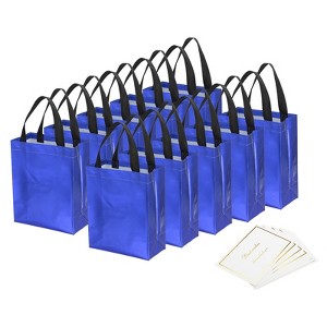 Unique Bargains Reusable Non-Woven Metallic Shiny Finish Gift Goodie Bags 12 Pcs - 1 of 4