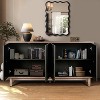 VYNXARIA Mid-Century Sideboard Buffet Cabinet£¬60" Kitchen Storage Solution with Solid Wood Legs,Showcasing Elegant Black Doors and a Rich Brown Frame - 3 of 4