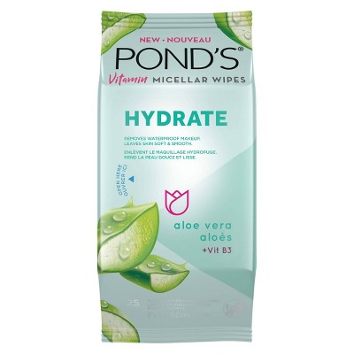 Pond's Vitamin Micellar Hydrate Facial Wipes - Vit B3 - Aloe Vera - 25ct