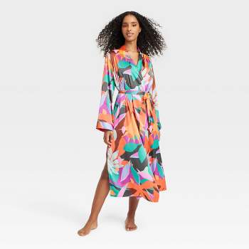 Women's Long Satin Robe - Stars Above™ Tropical/Floral