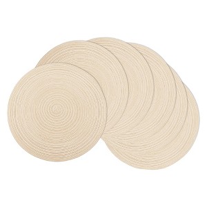 Aoibox Braided Round Placemats Set of 6, Woven Washable Non-Slip Table Mats for Kitchen Dining, Heat Resistant Fabric Indoor Outdoor - 1 of 4