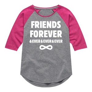 Girls' - Instant Message - Friends Forever And Ever Shirt Tail Raglan Graphic T-shirt - 1 of 4