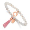 Chisel Stainless Steel Rose IP-plated Butterfly 6mm Pink Agate Beaded Stretch Bracelet with Tassel - 2 of 4