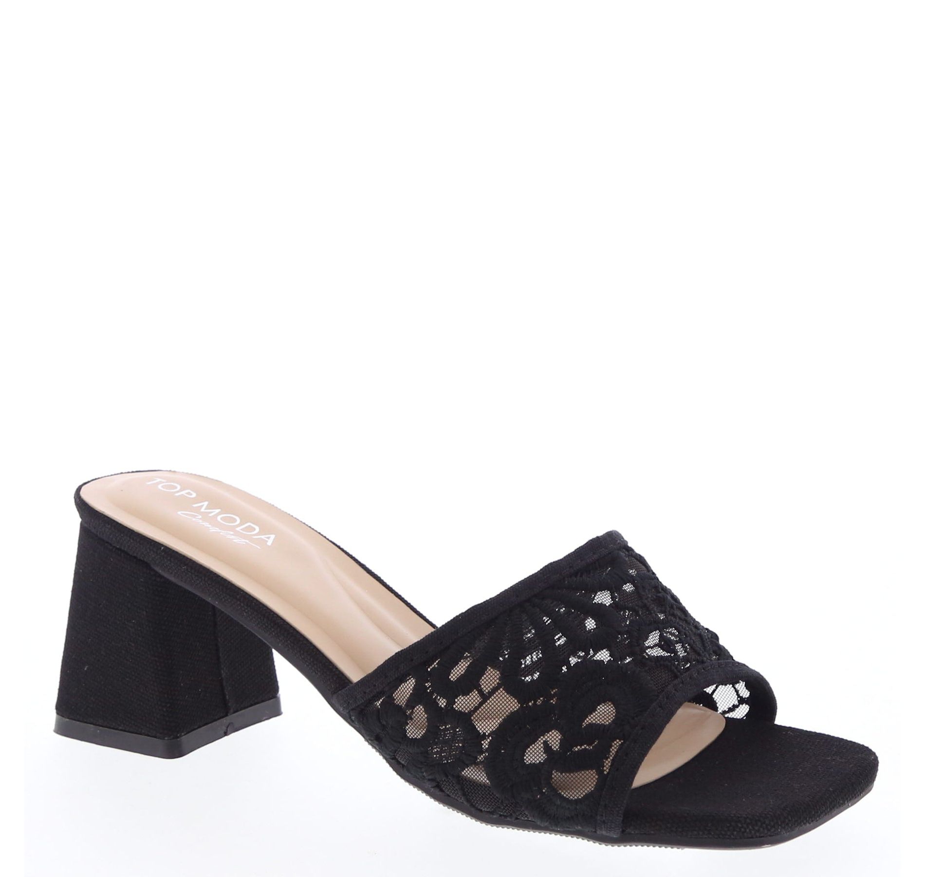 Top Moda Women's Alicia Crochet Lace Slide Sandals
