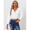 INSPIRE CHIC Women's Casual Hooded Zip Up Long Sleeve Cropped Faux Fur Jacket - 3 of 4