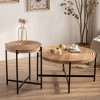 1 PC/2 PCS Modern Thread Design Round Coffee Table, MDF Table Top with Cross Legs Metal Base 4M - ModernLuxe - 2 of 4