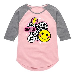 Girls' - Instant Message - Y2K Heart Shirt Tail Raglan Graphic T-shirt - 1 of 4