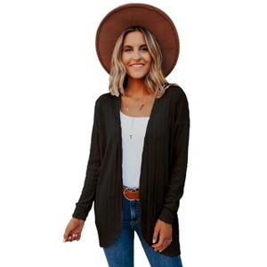 Women's Sweaters Cardigan Long Sleeve Lightweight Soft Open Front Knitted Jacket - 1 of 2