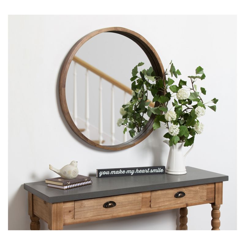 Kate and Laurel Hutton Round Decorative Wood Frame Wall Mirror, 6 of 10