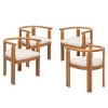 Set of 4 Acacia Wood Dining Chairs with Armrest and Cushion, Outdoor Armrest Dining Chair Set for Patio or Garden, Acacia Wood Dining Chair-Koiai - 4 of 4