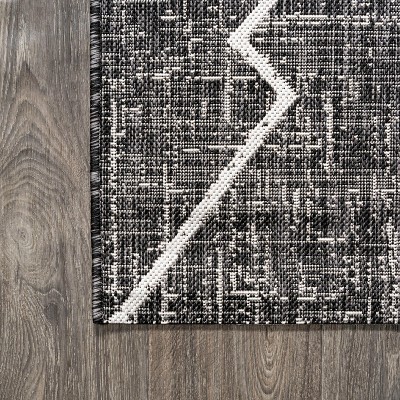 Carwa Handwoven Black/Ivory Synthetic Diamond Trellis 2x10 Runner Rug