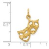 Black Bow Jewelry 14k Yellow Gold Satin Diamond Cut Comedy and Tragedy Mask Charm - 4 of 4