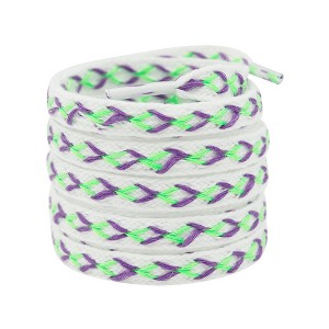 INSPIRE CHIC Contrast Color Flat Fat Braided Twist Woven Shoeslaces 0.47 Inch 2 Pairs - 1 of 4