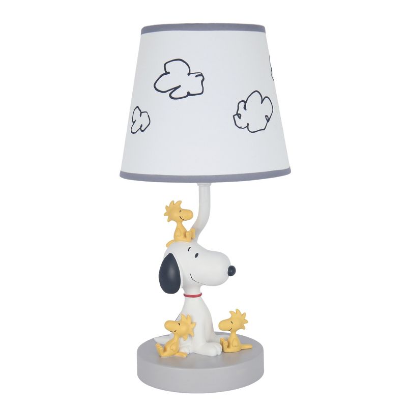 Lambs & Ivy Classic Snoopy & Friends White/Gray Nursery Lamp with Shade & Bulb, 1 of 5