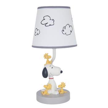 Lambs & Ivy Classic Snoopy & Friends White/Gray Nursery Lamp with Shade & Bulb