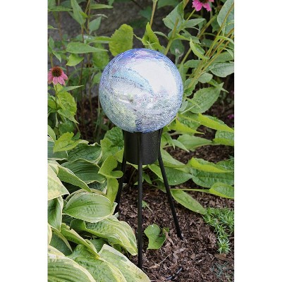 6" Blue Crackle Glass Garden Gazing Globe